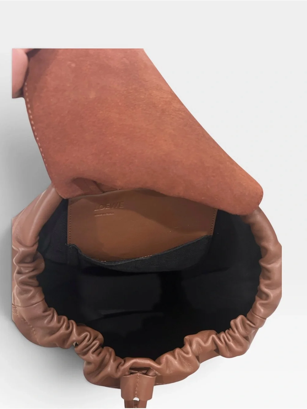LOEWE Yago Brown Leather Drawstring Backpack